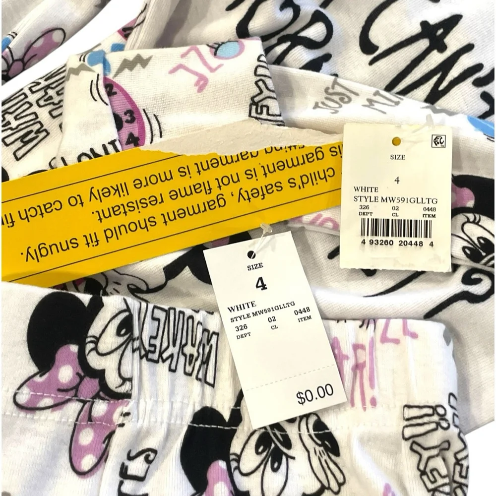 Lot 2 Pair Disney Size 4 Minnie Mouse Pajama Sets It Can’t be Morning Yet New